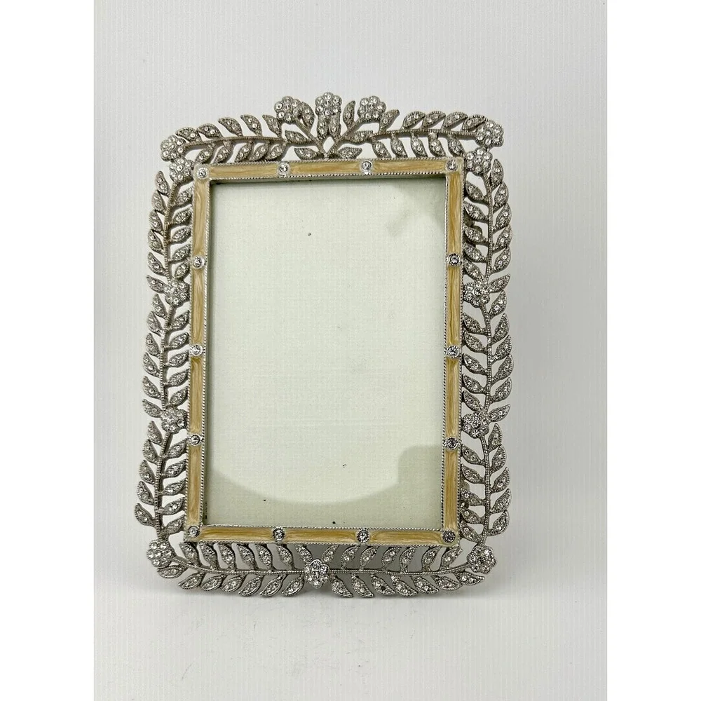 Addison Ross London Silver Crystal Enamel Leaf Ornate Photo Frame 4x6 Vintage